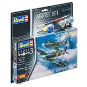 Modele do sklejania - Revell Zestaw bojowy Messerschmitt Bf109G-10 & amp; Spitfire Mk.V 63710 - miniaturka - grafika 1