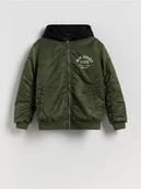 Kurtki i płaszcze dla chłopców - Reserved - Kurtka bomber oversize - oliwkowy - miniaturka - grafika 1