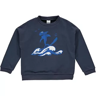 Bluzy dla chłopców - Fred's World by Green Cotton Chłopięca bluza z kapturem Shark, niebieski (Night Blue), 128 - grafika 1