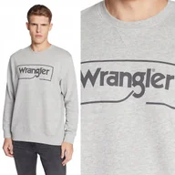 Bluzy męskie - Wrangler FRAME LOGO CREW Mid Grey Melee SZARA BLUZA Z LOGO XL - miniaturka - grafika 1