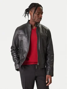 Tommy Hilfiger Kurtka skórzana Racer MW0MW41961 Czarny Regular Fit - Kurtki męskie - miniaturka - grafika 1