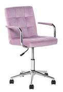 Fotele i krzesła biurowe - Fotel biurowy obrotowy pudrowy róż velvet welur - miniaturka - grafika 1