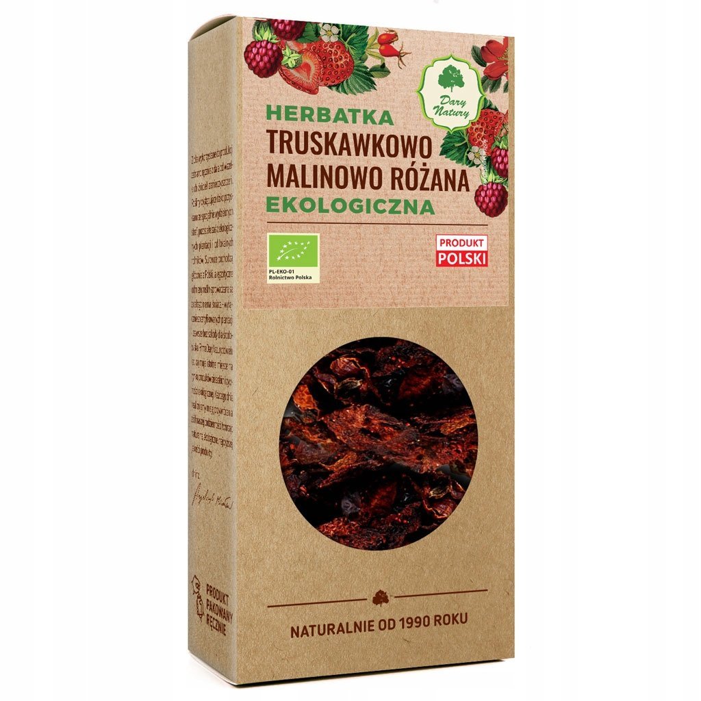 Herbatka Truskawkowo-malinowo-różana EKO 100g Dary Natury