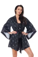 Szlafroki damskie - Peniuar Aster Robe Black - miniaturka - grafika 1