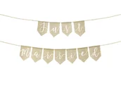 Wesele i ślub - Party Deco Baner Just Married - jutowy - 185 cm - 1 szt. GRL42-008 - miniaturka - grafika 1
