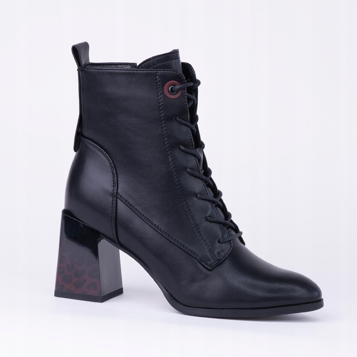 Botki damskie GOODIN GD-FL2208 skóra eko panterka print obcas czarne 39