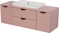 Szafki łazienkowe - Szafka łazienkowa pudrowy róż z umywalką nablatową czarny uchwyt 120 cm Magnolia Gante - miniaturka - grafika 1