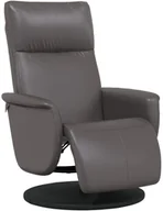 Fotele - Rozkładany fotel z podnóżkiem, szary, sztuczna skóra - miniaturka - grafika 1