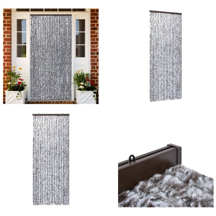 vidaXL Zasłona przeciw owadom brązowo-beżowa 90x220 cm szenilowa - Zasłona przeciw owadom - Zasłony przeciw owadom - Zasłony przeciw owadom - Zasłony przeciw owadom