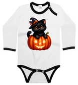 Body dla niemowląt - Body dziecięce Czarny Kotek Czarodziej W Dyni Halloween 74/80 - miniaturka - grafika 1