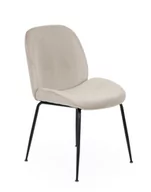 Krzesła - Krzesło do jadalni Dori, black, tapicerowane beżowe, do toaletki, walurowe, - miniaturka - grafika 1