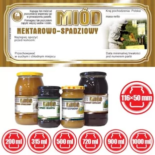 Paczka etykiet na miód nektarowo-spadziowy 116x50 (100szt) - wzór E1239 - Pozostałe akcesoria kuchenne - miniaturka - grafika 1
