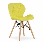 Taborety i hokery - Krzesła welurowe LAGO 3369 żółte, nogi drewniane / 4 sztuki - miniaturka - grafika 1