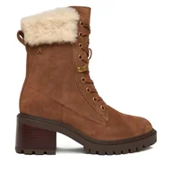 Botki damskie - Trzewiki Tommy Hilfiger Th Shearling Lace Up Boot FW0FW08999 Brązowy - miniaturka - grafika 1