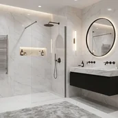 Kabiny prysznicowe - Rea Kabina prysznicowa Walk-In Rea Flexi Transparent / Tytan 90 - miniaturka - grafika 1