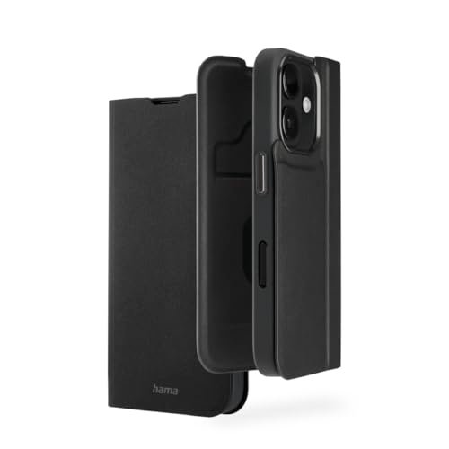 Hama Etui na telefon komórkowy iPhone 16 (etui na telefon komórkowy, etui z przegródką na karty, sztuczna skóra, metalowe elementy, funkcja stojaka, dodatkowa ochrona wyświetlacza i aparatu, z