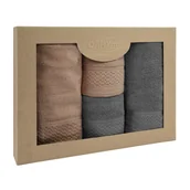 Ręczniki - Ręczniki bawełniane FROTTE jednobarwne komplet EKO 4szt beż ciemny popiel - miniaturka - grafika 1