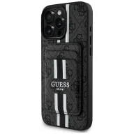Portfele - Etui Guess 4G Stripes z portfelem Magsafe do iPhone 16 Pro Max czarny - miniaturka - grafika 1