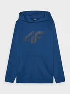 Bluzy sportowe męskie - Męska bluza dresowa nierozpinana z kapturem 4F 4FWMM00TSWSM1766 - niebieska - miniaturka - grafika 1