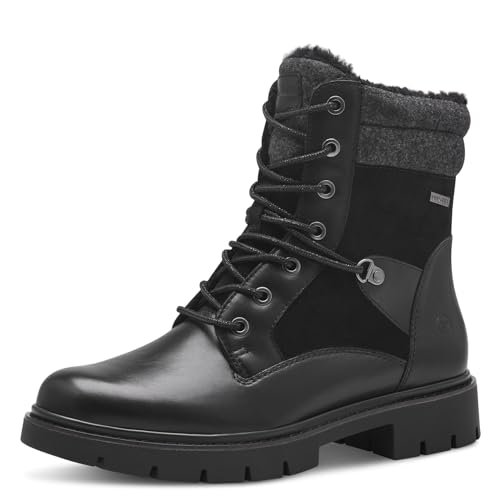 Tamaris Comfort damskie sznurowanie z podszewką i modne kozaki Tex, czarne, 41 EU, czarny, 41 EU