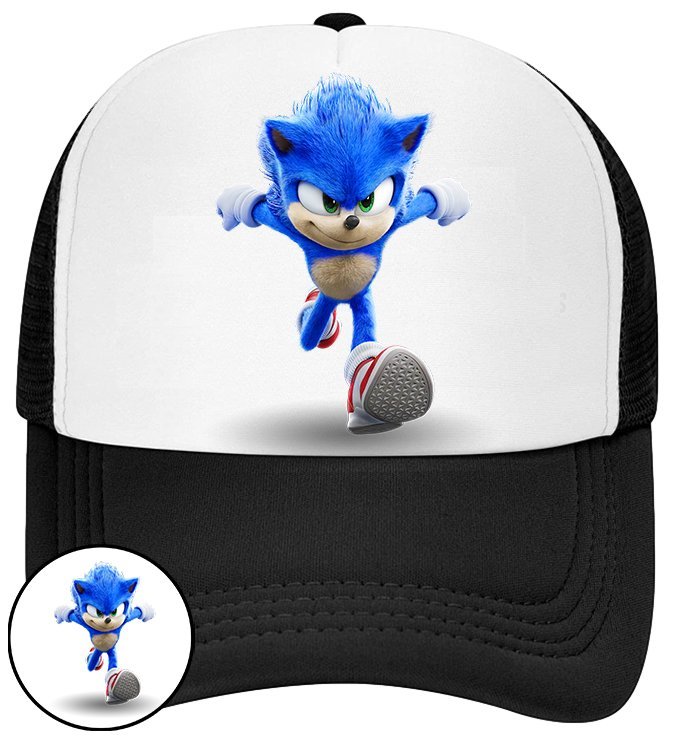 CZAPKA Z DASZKIEM SONIC DLA DZIECI NA LATO SIATKA CZARNA BEJSBOLÓWKA