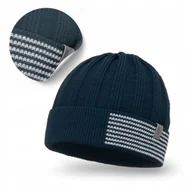Czapki damskie - Czapka Zimowa Męska PaMaMi Granatowa Beanie z Wywinięciem Klasyczna - miniaturka - grafika 1
