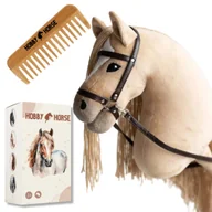 Maskotki i pluszaki - HOBBY HORSE KOŃ NA KIJU KONIK GŁOWA KONIA BEŻOWY + GRZEBIEŃ + PUDEŁKO [M-HORSE1-P] - miniaturka - grafika 1
