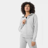 Bluzy sportowe damskie - Damska bluza dresowa rozpinana z kapturem 4F 4FMM00TSWSF538 - szara - miniaturka - grafika 1
