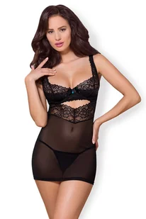 Koszulka Madam 867-CHE-1 + stringi GRATIS! Czarny (Rozmiar S/M) - Piżamy damskie - miniaturka - grafika 1