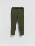 Spodnie damskie - Reserved - Spodnie cygaretki z paskiem - ciemnozielony - miniaturka - grafika 1