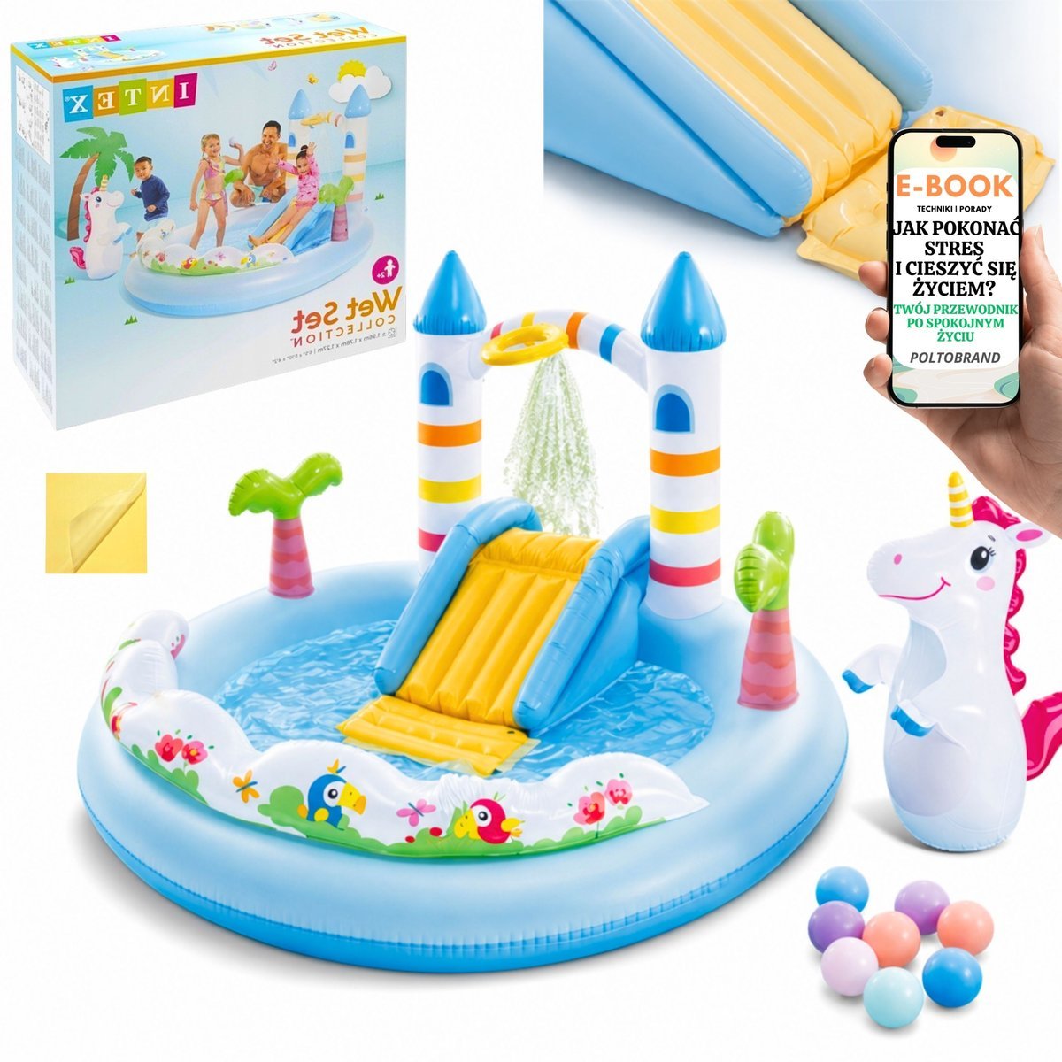 Intex  Wodny Plac Zabaw Unicorn Castle 56148NP Basen Zamek Jednorożec 2+ E-BOOK-1