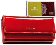 Portfele - Duży portfel z lakierowanej skóry naturalnej na karty Peterson, czerwony - miniaturka - grafika 1