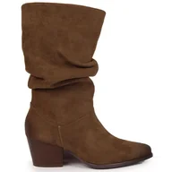 Kozaki damskie - Kozaki damskie krótkie marszczone Vinceza brązowe - miniaturka - grafika 1