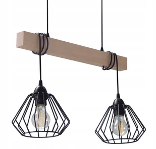 Żyrandol Lampa Wisząca Sufitowa Plafon Led Loft Drewno Nowoczesna Salon Hol - Lampy sufitowe - miniaturka - grafika 1