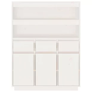 Lumarko Wysoka szafka, biała, 89x40x116,5 cm, lite drewno sosnowe - Szafki do salonu - miniaturka - grafika 4