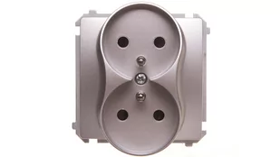 Kontakt Simon Kontakt_Simon Gniazdo wtyczkowe podwójne z uziemieniem (moduł). z przesłonami torów prądowych. 16A. 250V. zaciski śrubowe srebrny mat BMGZ2MZ.01/43 - Gniazdka elektryczne - miniaturka - grafika 1
