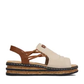 Sandały damskie - Sandały Rieker CEO-62962-60 Beżowy - miniaturka - grafika 1