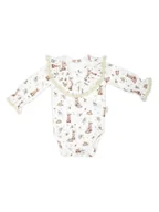 Body dla niemowląt - Dziewczęce body bawełniane na długi rękaw wzór w zajączki kremowe Nicol,r.74 - miniaturka - grafika 1