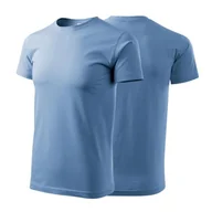 Koszulki męskie - Koszulka błękitna z krótkim rękawem z logo na sercu i plecach męska z nadrukiem logo firmy 160g BASIC129 kolor 15 koszulka krótki rękaw - miniaturka - grafika 1