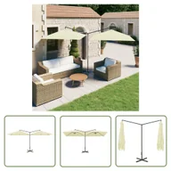 Parasole ogrodowe - The Living Store Podwójny parasol ogrodowy - stalowy słupek - piaskowy - 600x300 cm - Parasol Ogrodowy - miniaturka - grafika 1