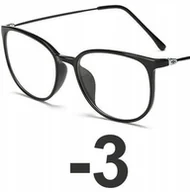 Okulary korekcyjne, oprawki, szkła - Okulary kujonki korekcyjne minusy czarne -3 - miniaturka - grafika 1