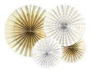 Dekoracje sali - PartyDeco Rozeta wisząca "Premium Gold", białe, 4 szt RPK16-008 - miniaturka - grafika 1