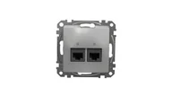 Gniazdka elektryczne - Schneider Electric, Sedna Design i Elements, Gniazdo komputerowe podwójne RJ45 kat. 6 UTP, srebrne aluminium, SDD113462 - miniaturka - grafika 1
