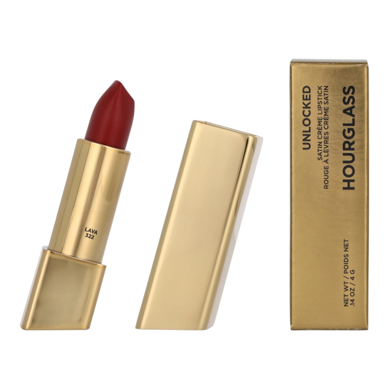 Hourglass Unlocked Satin Creme Lipstick, Lava 322 Red
