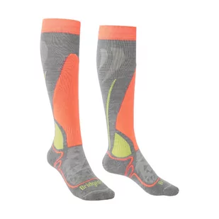 Dziecięce skarpety narciarskie Bridgedale Junior Racer Merino Performance Over Calf grey/neon - 31-33 - Skarpetki dla dzieci - miniaturka - grafika 1
