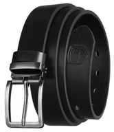 Paski - Pasek męski czarny PETERSON klasyczny srebrna klamra elegancki casualowy szeroki do jeansów - miniaturka - grafika 1