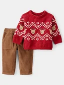 Bluzy i sweterki niemowlęce - carter's 2-częściowy zestaw w kolorze czerwono-jasnobrązowym - miniaturka - grafika 1