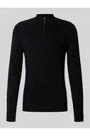 Swetry męskie - Sweter z dzianiny o kroju slim fit z kołnierzem zapinanym - Antony Morato - miniaturka - grafika 1