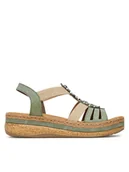 Sandały damskie - Rieker Sandały CEO-V0920-52 Zielony - miniaturka - grafika 1