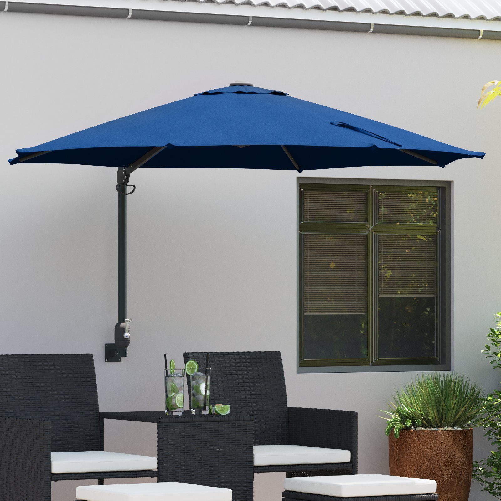 vidaXL Parasol na patio Niebieski Poliester Duży Odchylany